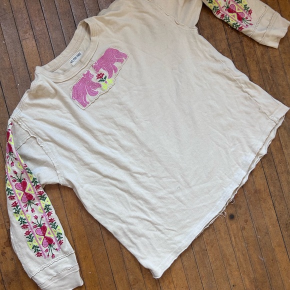 Free People We the Free All My Heart Embroidered Tee T-Shirt Size Small - Picture 2 of 7